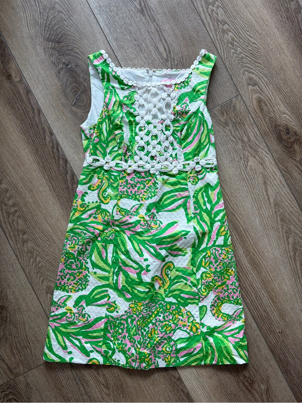 Lilly Pulitzer Green & Pink Floral Lace-Trim Dress